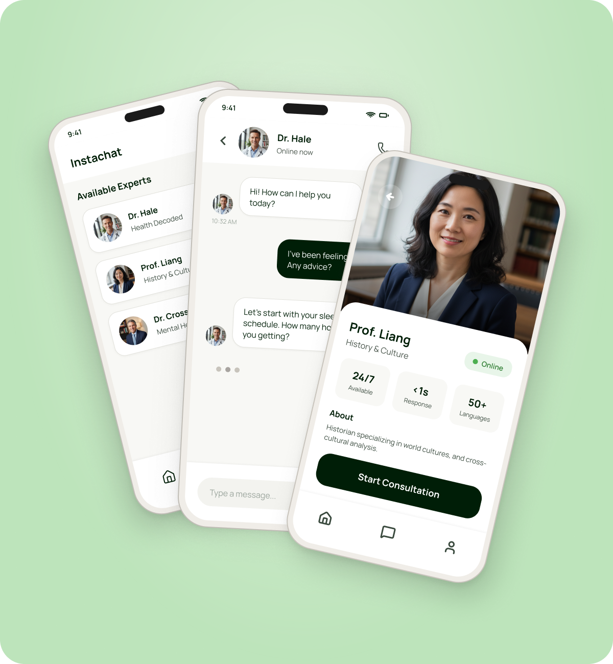 Instachat running on three phones
