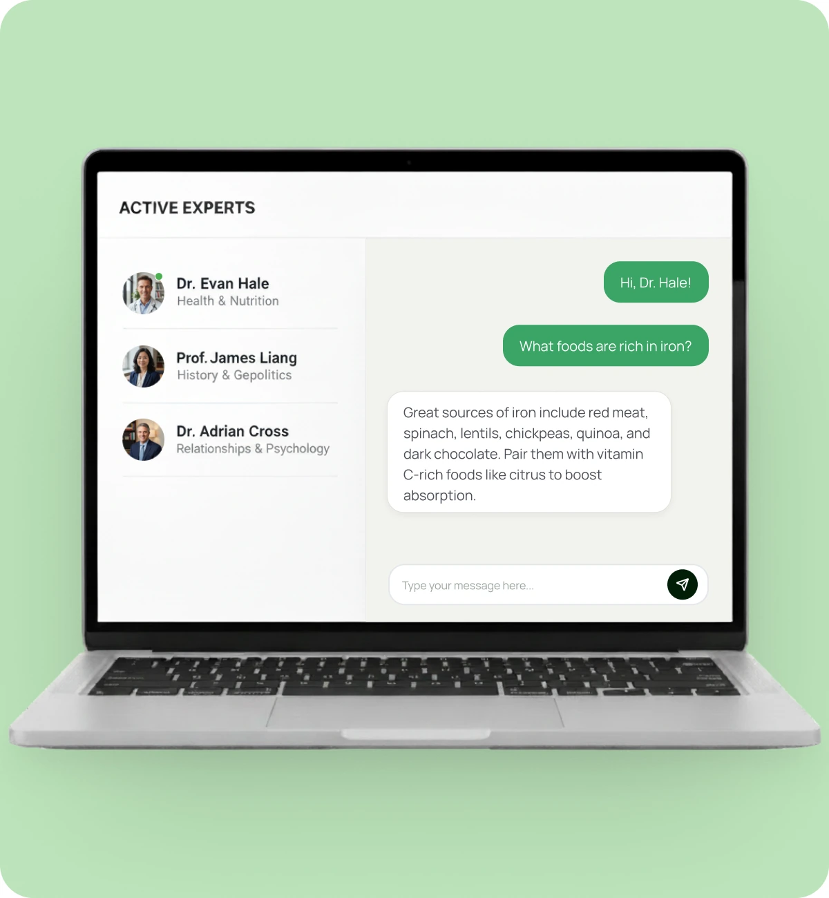 Instachat open in a browser on a laptop